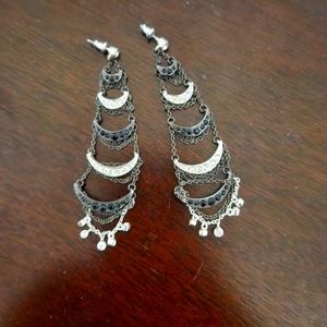 Black and crystal chandelier earrings
